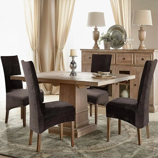 1/2/4/6 Pcs Velvet XL Size Long Back Chair Cover Spandex Dining Chair Slipcover Large Elastic Stretch Case for Kitchen Banquet