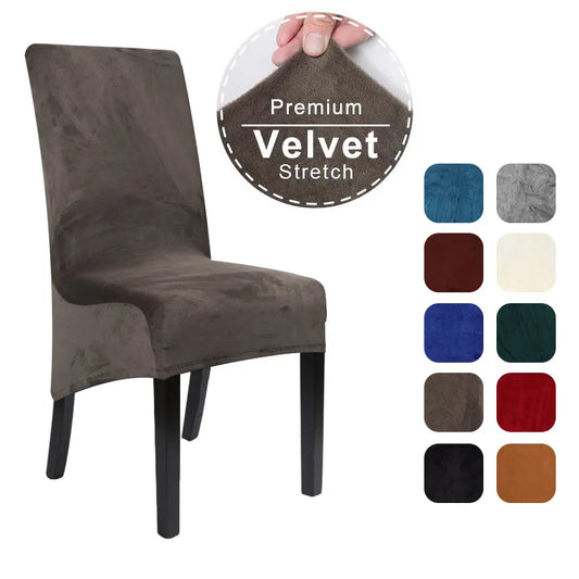 1/2/4/6 Pcs Velvet XL Size Long Back Chair Cover Spandex Dining Chair Slipcover Large Elastic Stretch Case for Kitchen Banquet