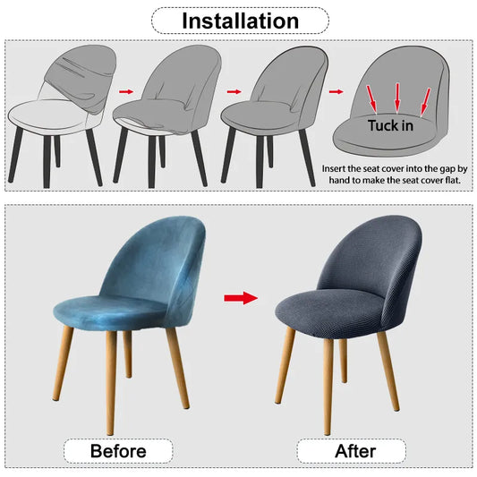 1/2/4/6 Pcs Duckbill Chair Cover Polar Fleece Armchair Covers New Style Elastic Scandinavian Chairs Cover For Kitchen Hotel Home