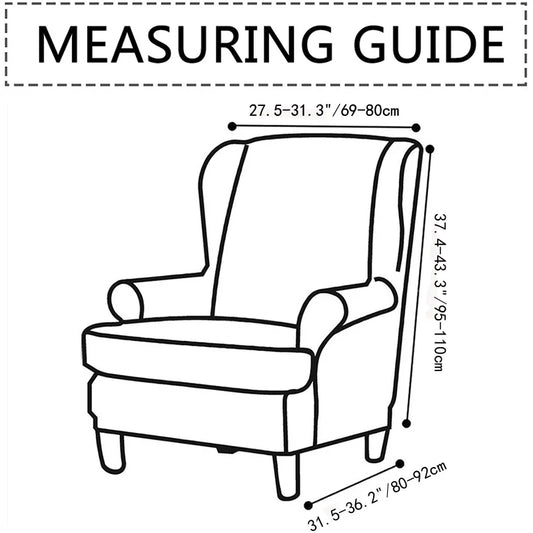 Stretch Spandex Wing Chair Cover Relax Armchair Covers Bohemia Style Removable Single Sofa Slipcovers with Seat Cushion Covers