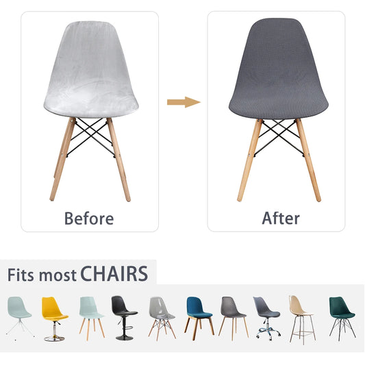 Jacquard Shell Chair Cover Stretch Dining Chair Cover Seat Covers Slipcover Furniture Protector Hotel Home Living Room Removable