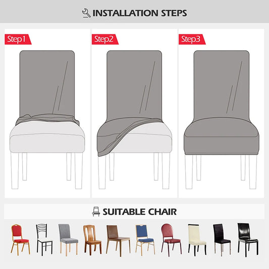 Velvet Dining Chair Cover Soft Stretch Chair Slipcover Solid Color Seat Cover Elegant Furniture Cover For Home Hotel Banquet