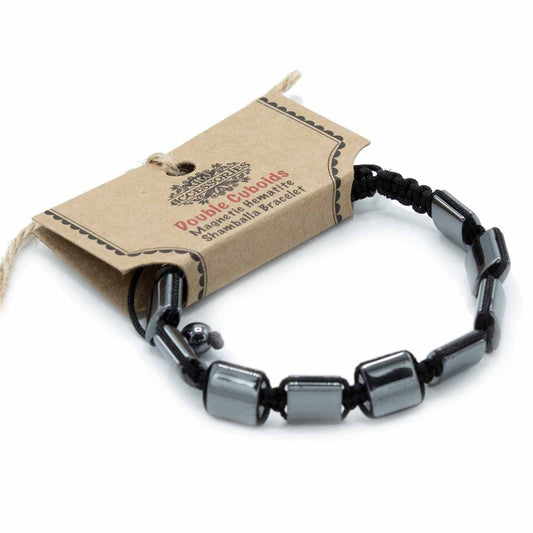 Magnetic Hematite Shamballa Bracelet - Double Cuboids