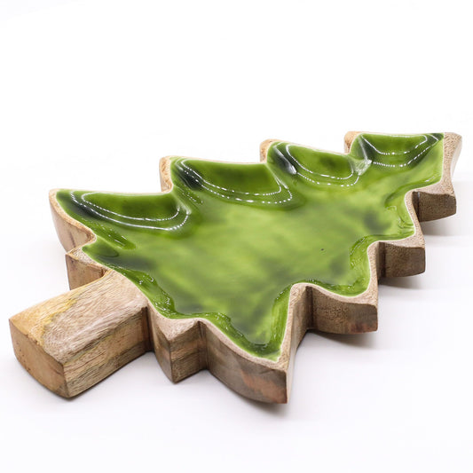 Lost in the Forrest - Enamel Tree Wooden Bowl - 25x19cm