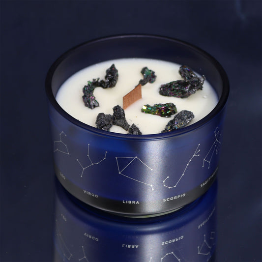 Zodiac Crystal Candle with Gemstone Bracelet - Scorpio
