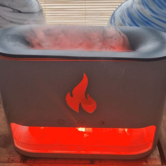 White Blaze Aroma Diffuser - Himalayan Salt Chamber - USB-C - Flame Effect (Salt included)