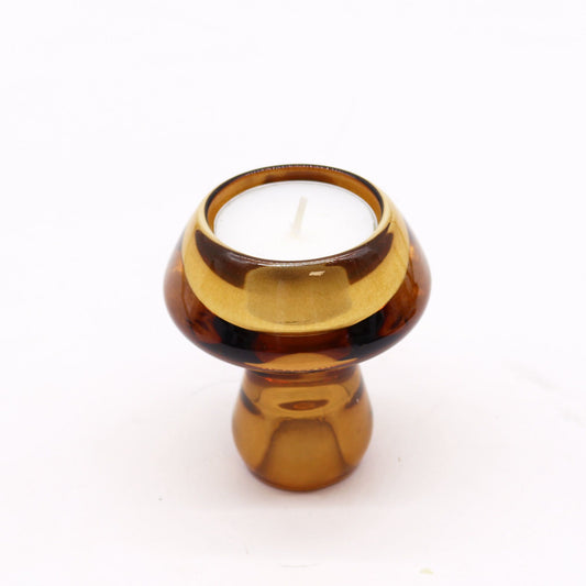 Mushroom Flip Dinner Candle / Tealight Holder - Antique Amber