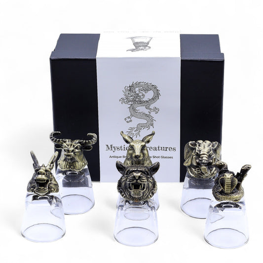 Gift Set of 6 Shot Glasses (50ml) - Mystical Creatures - Antique Bronze