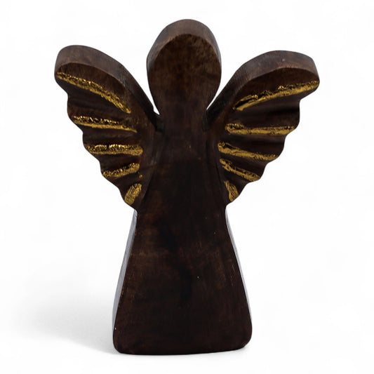 Small Mango Wood Angel - Gold Decor