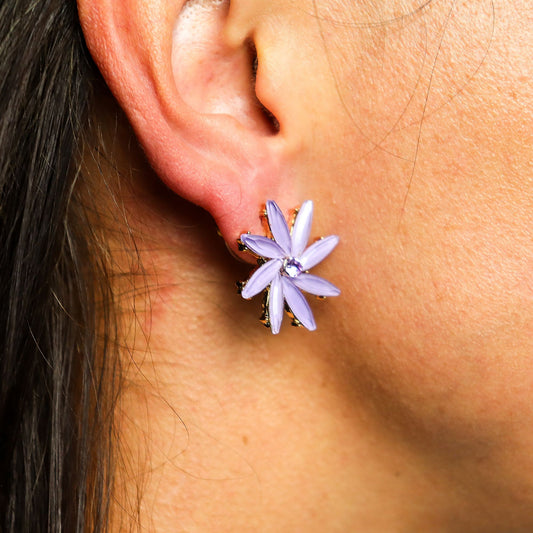 Lavender - Vintage Glass - Flowers - Earrings