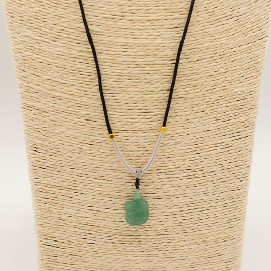 Cord Necklace Gemstone Pendant - Jade Turtle