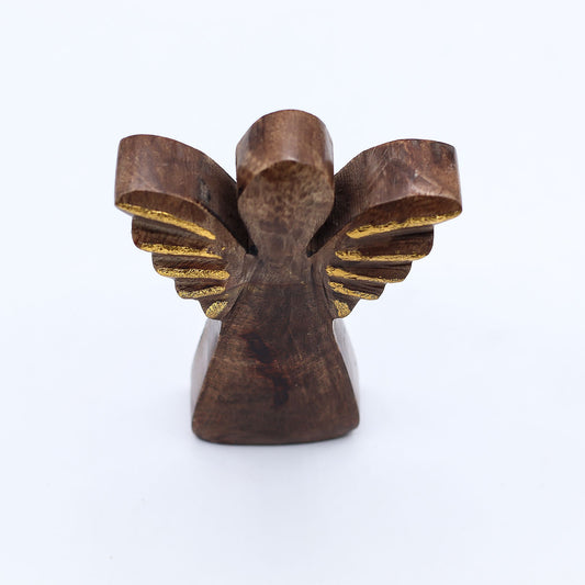 Small Mango Wood Angel - Gold Decor