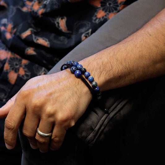 Gemstone Double Power Bracelets- Lapis Lazuli