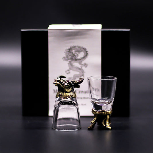 Gift Set of 6 Shot Glasses (50ml) - Mystical Creatures - Antique Bronze