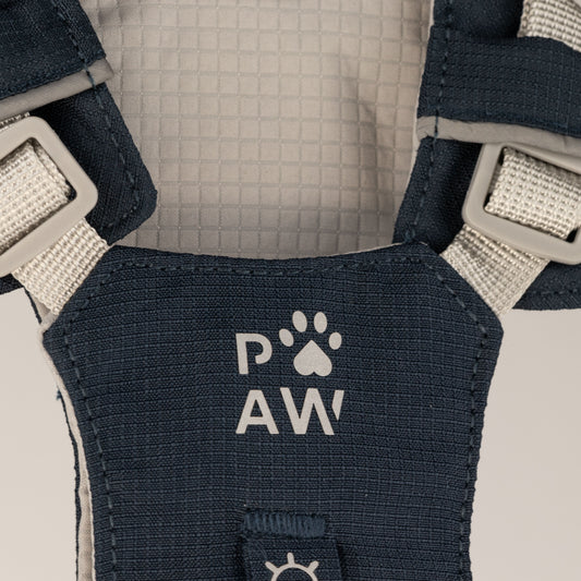 PAW - S (4-8Kg) Dog Step-in Guardian Harness with Reflective Mesh - Rock Grey - Black Obsidian Charm