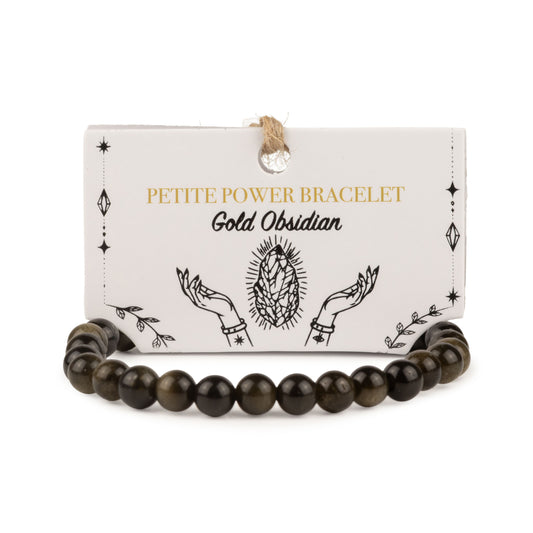 Petite Power Bracelet (17cmx6mm) - Gold Obsidian