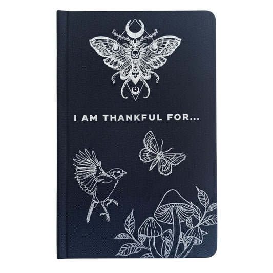 Black Gratitude Journal with Silver Lining - 120 pages - I am Thankful For