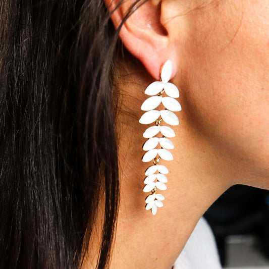 Pearl - Vintage Glass - Long Drop - Earrings