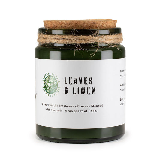 Greenman Woodwick Soy Candle - Leaves & Linen