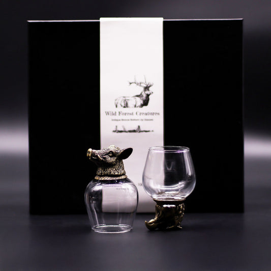 Gift Set of 6 Glasses (100ml) - Wild Forest Creatures - Antique Bronze