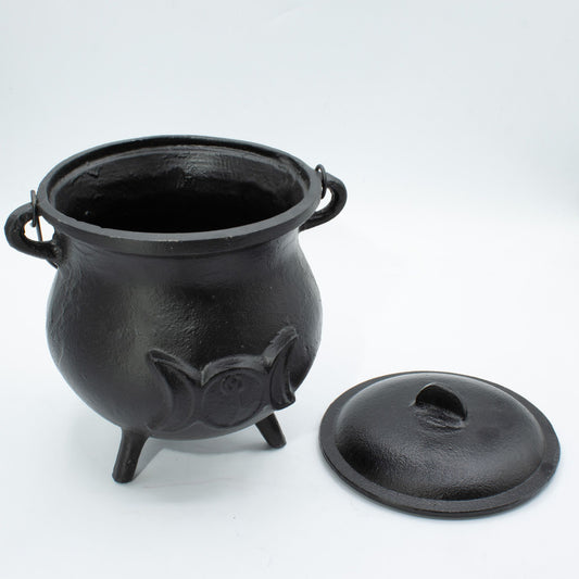 Extra Huge Cast Iron Cauldron with Triple Moon 23x18cm (at least 4kg)
