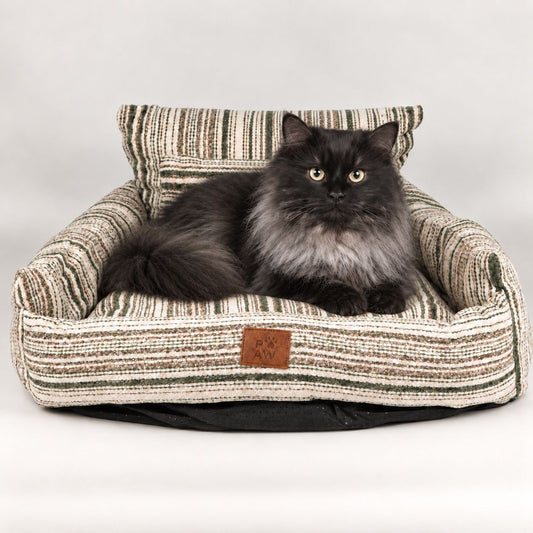 PAW Bed – Medium Sofa – Brown Stripes – 60 × 60 × 28cm