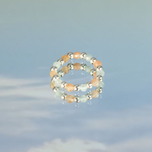 Nymph Spirit Gemstone Ring Set - Sea Sunset