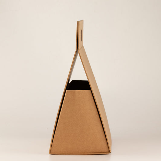 Flat Pack Gift Box - Lrg Hand Box (28x12.5x26cm) - Brown Craft