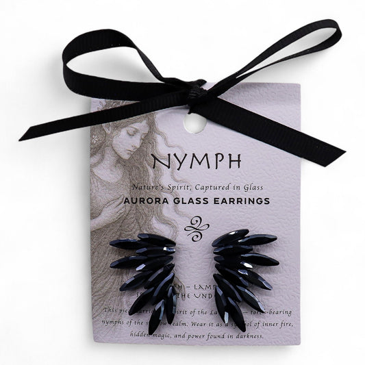 Jet Black - Vintage Glass - Faries - Earrings