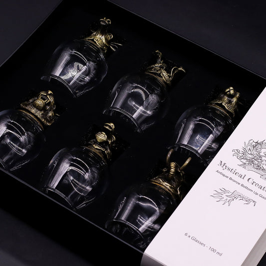 Gift Set of 6 Glasses (100ml) - Mystical Creatures - Antique Bronze