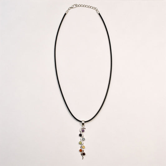Indian Devotional Pendant - Silver Plated (45cm Cord)- Snake Chakra