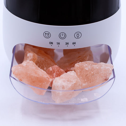 Salt Stone Flame Effect Aroma Diffuser - White USB - Colour Change and Timer