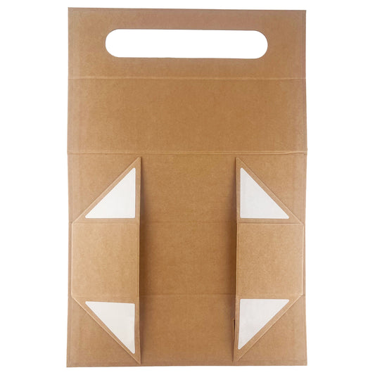 Flat Pack Gift Box - Wine Box Shape (33.5x10x10.5cm) - Brown Craft