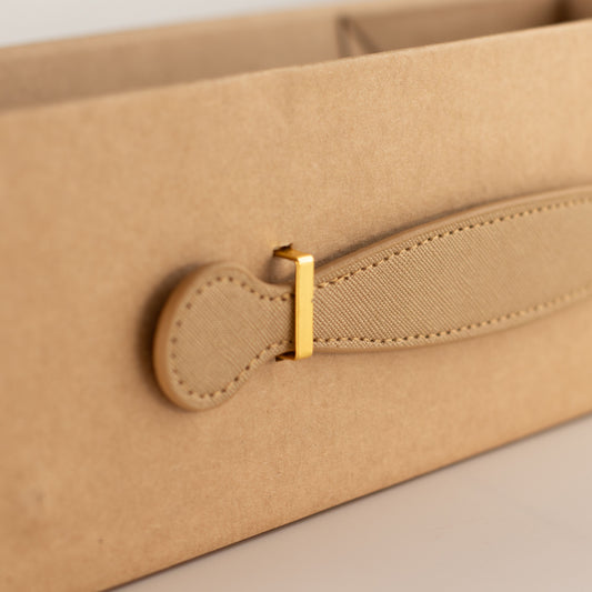 Flat Pack Gift Box - Wine Box Shape (33.5x10x10.5cm) - Brown Craft