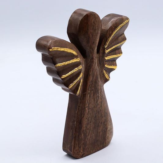 Large Mango Wood Angel - Gold Decor