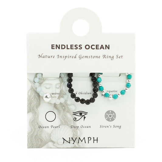 Nymph Spirit Gemstone Ring Set - Endless Ocean