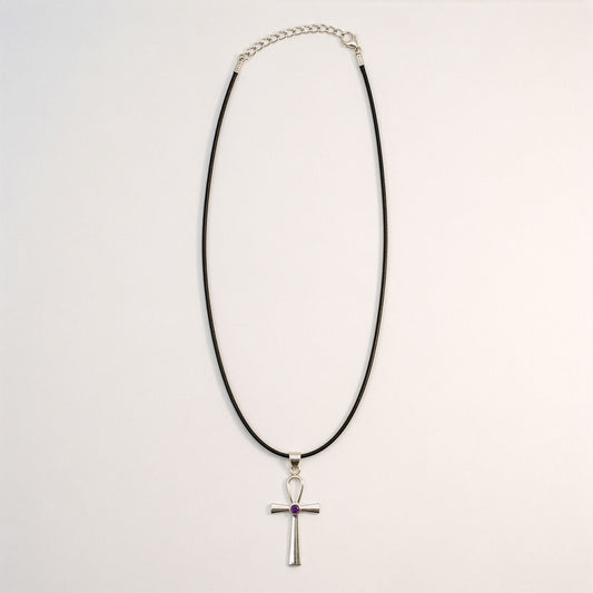 Indian Devotional Pendant - Silver Plated (45cm Cord)- Ankh Symbol of Eternal Life