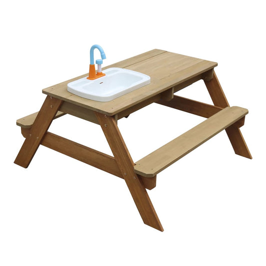 AXI Sand and Water Picnic Table Emily with Play Kitchen Brown