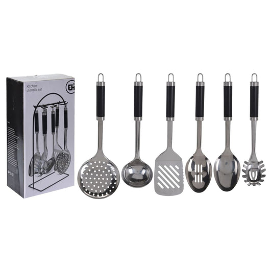 Excellent Houseware 7 Piece Kitchen Tools Set With Rack Stainless Steel