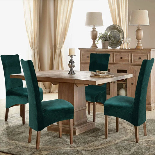 1/2/4/6 Pcs Velvet XL Size Long Back Chair Cover Spandex Dining Chair Slipcover Large Elastic Stretch Case for Kitchen Banquet