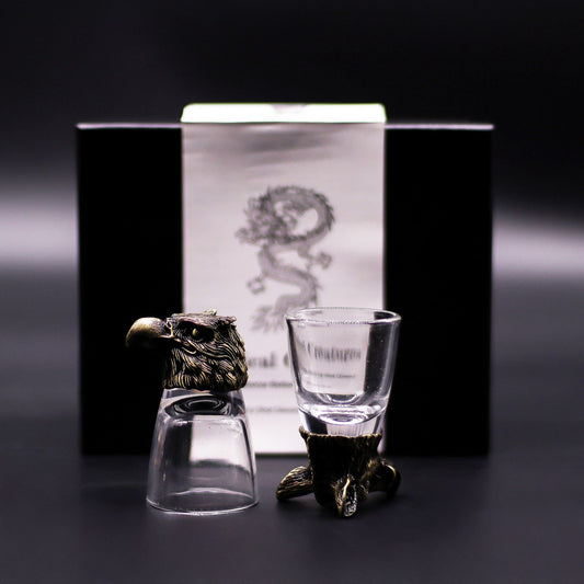 Gift Set of 6 Shot Glasses (50ml) - Wild Forest Creatures - Antique Bronze
