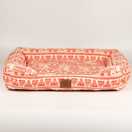 PAW Bed – Lucky Elephant – Red – 60 × 50 × 14cm