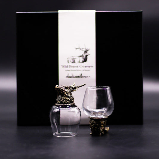 Gift Set of 6 Glasses (100ml) - Wild Forest Creatures - Antique Bronze