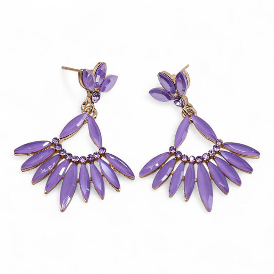 Lavender - Vintage Glass - Long Drop - Earrings