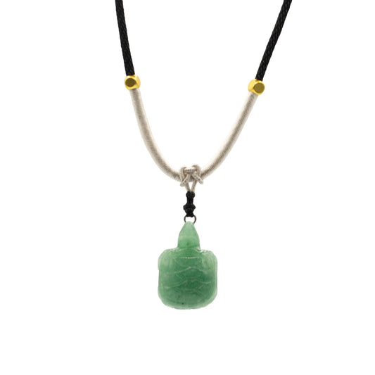 Cord Necklace Gemstone Pendant - Jade Turtle