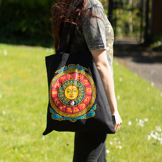 Iconic Classic Tote Bag - Zodiac Sun - Black 6oz