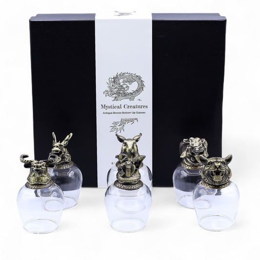 Gift Set of 6 Glasses (100ml) - Mystical Creatures - Antique Bronze