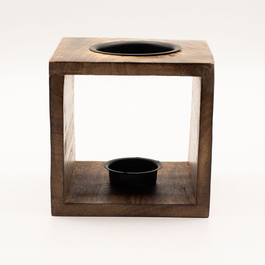 Large Square Mango Wood Oil Burner - Moon Goddess