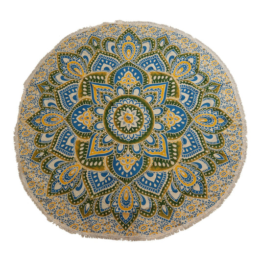 Large Mandala Roundy Art (180cm) - Yellow & Blue