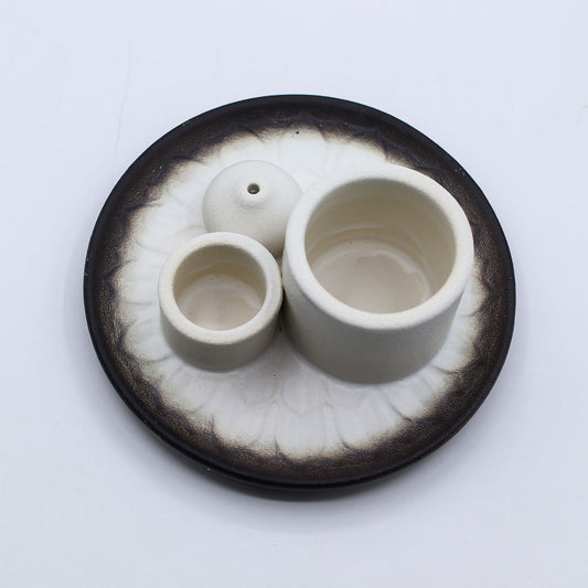 Palo Santo Stick & Smudge Holder - Mandala - White & Grey